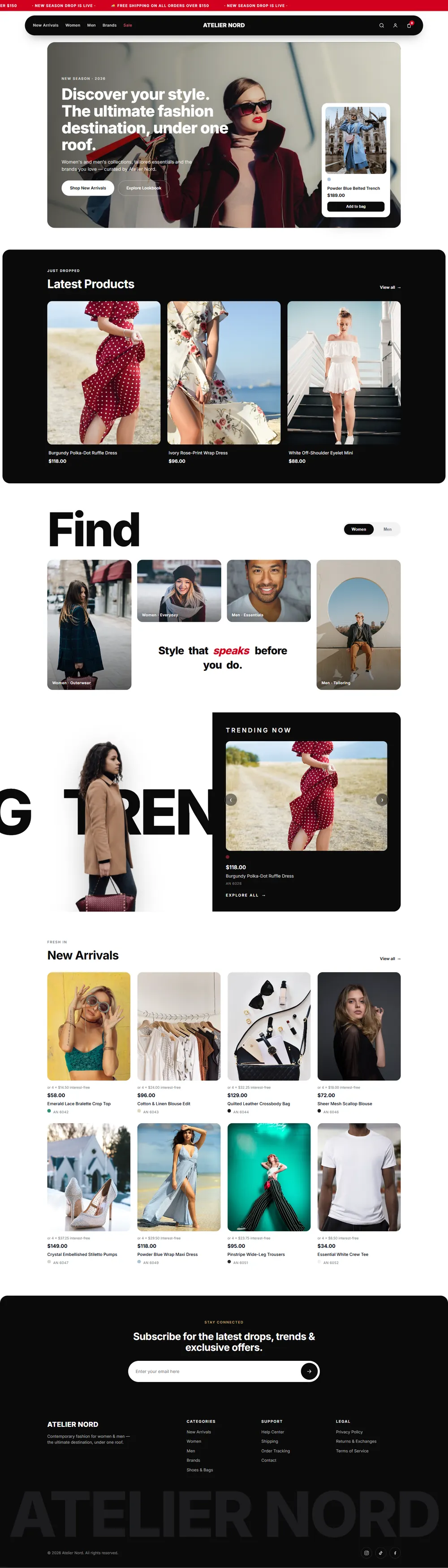 Fashion Store — full website preview, top to bottom